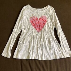 Kids tops, size 12, color pink and white. Pre-owned.